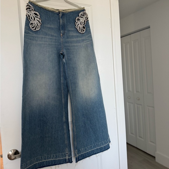 Like new Stella McCartney Diamanté Swirl Mid-Rise Wide Leg Jeans $2,600 29 - Picture 5 of 10
